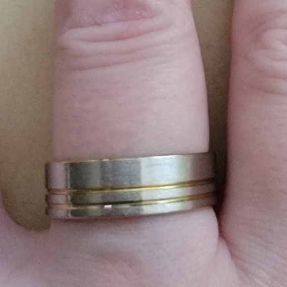 Titanuim Steel Gold and Silver Men's Ring - Picture 2 of 2